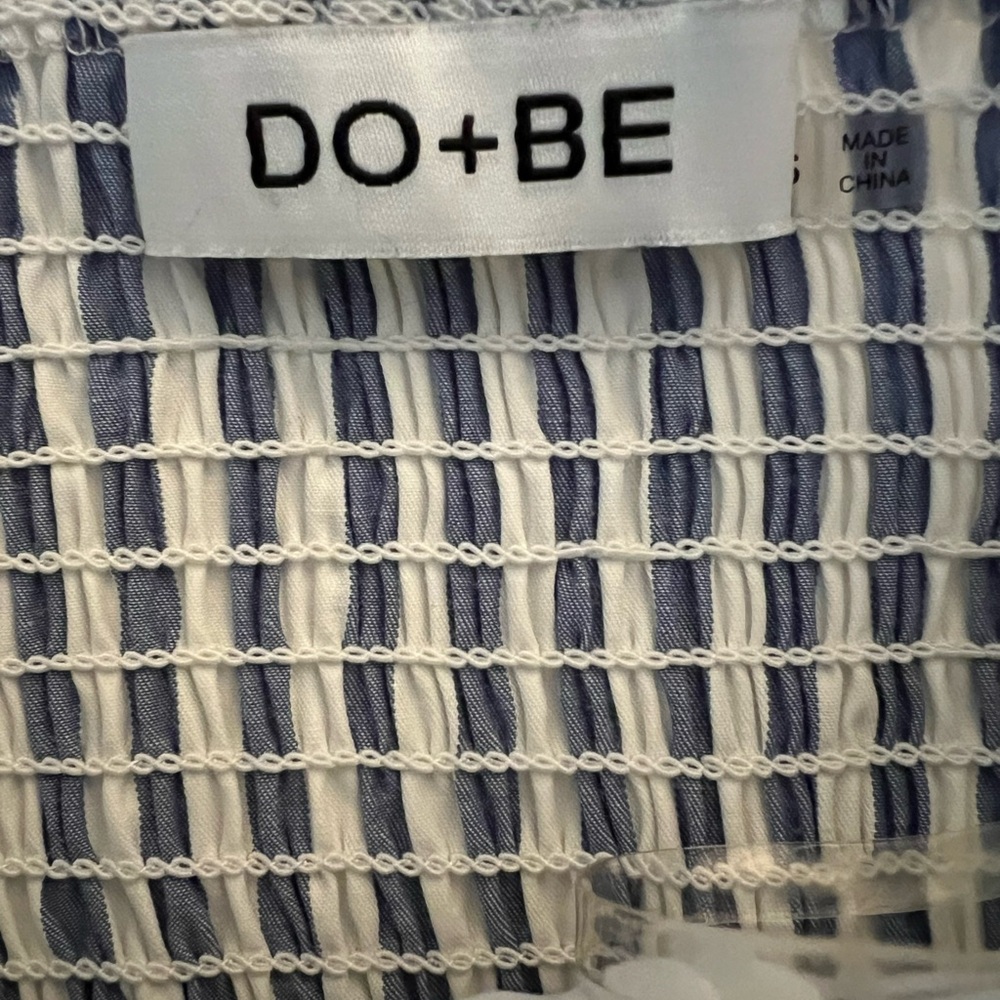 DO+BE Blue and White stripe Strapless Top - Picture 5 of 7